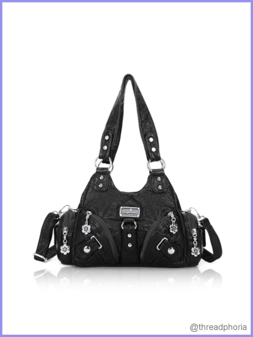 Vegan Leather Hobo Shoulder Bag Multi-Pocket Tote with Zipper for Women